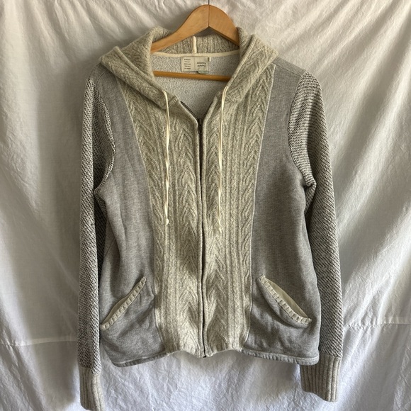 Gray and Cream Hooded Cardigan - Picture 1 of 6